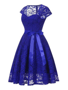 Lace Queen Anne Collar Cap Sleeve Vintage Dress