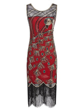 Load image into Gallery viewer, Green 1920s Peacock Sequined Flapper Dress