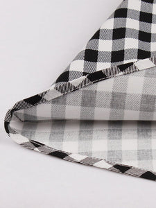 Plaid Collar Consice Short Sleeve Vintage Dress