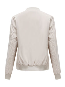 Women's Jacket Street Daily Fall Winter Casual Solid Color Stand Collar Jacket