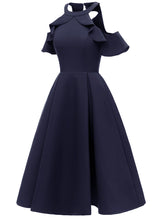 Load image into Gallery viewer, Elegant Open Shoulder CrewNeck Dress