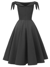 Load image into Gallery viewer, Wine Red 1950s Off Shoulder Bow Dress
