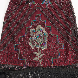 Wine Red 1920s V Neck Sequined Flapper Dress