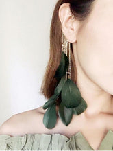 Load image into Gallery viewer, Women&#39;s Earrings Feather Earrings Unique Single Tassel Vintage Party Earrings