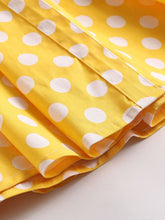 Load image into Gallery viewer, Yellow Polka Dots Vintage 1950S Dress With Belt