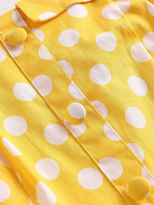 Yellow Polka Dots Vintage 1950S Dress With Belt
