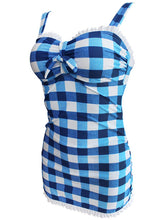 Load image into Gallery viewer, High Waisted Sexy Retro Style Backless Plaid One Piece Bikini