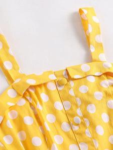 Yellow Polka Dots Vintage 1950S Dress With Belt