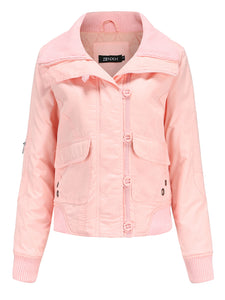 Women's Jacket Street Daily Holiday Fall Winter Turndown Collar Cotton Warm Solid Color Jacket