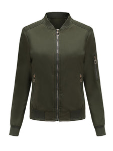 Women's Jacket Street Daily Fall Winter Casual Solid Color Stand Collar Jacket