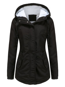 Women's Parker Coat Daily Going Out Fall Winter Casual Waisted Solid Color Oversized Hoodie Coat