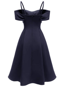 Sling Off the Shoulder Bow Vintage Party A line Dress