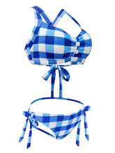 Load image into Gallery viewer, High Waisted Sexy Retro Style Backless Plaid Two Pieces Bikini Sets