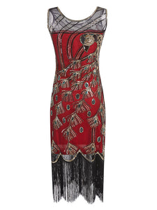 YENMILL 1920s Peacock Sequin Flapper Dress Costume With Accessories Set - Great Gatsby Party Outfit