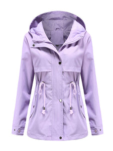 Women's Jacket Daily Going Out Fall Winter Casual Waisted Solid Color Hoodie Sporty Jacket