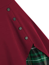 Load image into Gallery viewer, 1950S Bow Heart Collar Plaid Long Sleeve Swing Dress