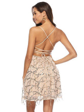 Load image into Gallery viewer, Sequin Spaghetti Strap Cross Back Party Prom Dress