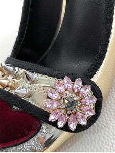 Sweet Heart Rivet Chunky Heel  Vinatge Shoes