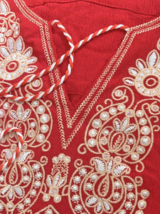 Jolly Vintage 2 Pieces Bohemian Hooded Embroidered Floral 3/4 Sleeve Boho Dress