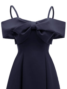 Sling Off the Shoulder Bow Vintage Party A line Dress
