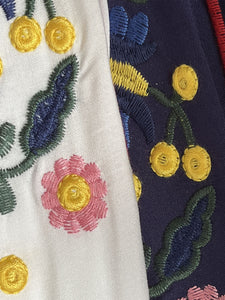 Jolly Vintage Bohemian V Neck Embroidered Floral Flared Long Sleeve Boho Dress