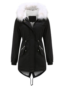 Women's Coat Daily Going Out Fall Winter Casual Waisted Solid Color Cotton Oversized Hoodie Coat