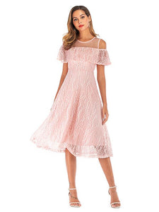 Ruffles Open Shoulder Knee Length Prom Dress