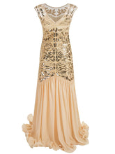 Load image into Gallery viewer, Green 1920s Maxi Sequined Flapper Dress