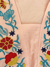 Load image into Gallery viewer, Women&#39;s Cotton Embroidered Floral Square Neck Flared Half Sleeve Maxi Boho Dress