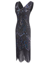 Load image into Gallery viewer, 1920S Floral Fringed Sequin Gatsby Dress