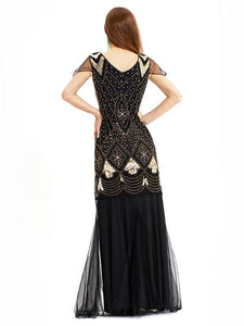 Green 1920s V Neck Sequined Long Flapper Dress