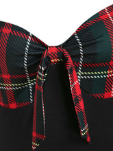 Load image into Gallery viewer, 1950S Bow Heart Collar Plaid Long Sleeve Swing Dress