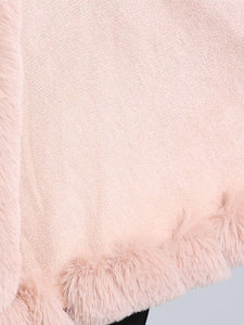 Women Poncho Sweater Faux Fur Coat Shawl Collar