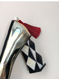 Sweet Heart Rivet Chunky Heel  Vinatge Shoes