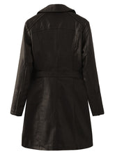 Load image into Gallery viewer, Women&#39;s Coat PU Leather Turndown Collar Fall Winter Plush Regular Midi Length Coat Solid Color Coat