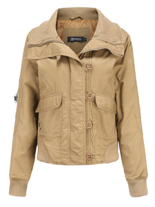 Women's Jacket Street Daily Holiday Fall Winter Turndown Collar Cotton Warm Solid Color Jacket