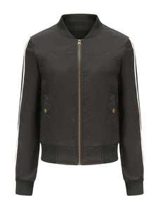 Women's Pilot Style Jacket Daily Fall Winter Casual Solid Color Stand Collar Sporty Jacket