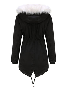 Women's Coat Daily Going Out Fall Winter Casual Waisted Solid Color Cotton Oversized Hoodie Coat
