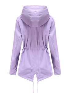 Women's Jacket Daily Going Out Fall Winter Casual Waisted Solid Color Hoodie Sporty Jacket