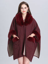 Load image into Gallery viewer, Poncho Knitwear Women Faux Fur Coat Shawl Collar Sweaters