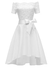 Load image into Gallery viewer, Solid Color Off the Shoulder Lace A line Vintage Party Dress
