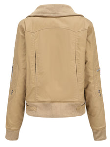 Women's Jacket Street Daily Holiday Fall Winter Turndown Collar Cotton Warm Solid Color Jacket
