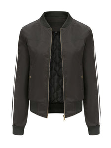 Women's Pilot Style Jacket Daily Fall Winter Casual Solid Color Stand Collar Sporty Jacket