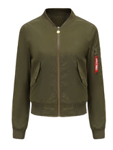 Load image into Gallery viewer, Women&#39;s Pilot Style Jacket Daily Zippered Fall Winter Casual Solid Color Stand Collar Sporty Jacket