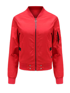 Pilot Style Jacket Daily Going out Fall Winter Casual Solid Color Stand Collar Sporty Jacket For Women