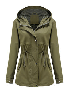 Women's Jacket Daily Going Out Fall Winter Casual Waisted Solid Color Hoodie Sporty Jacket