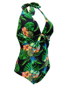 Concise Sexy Backless Vintage Style Floral One Piece Bikini