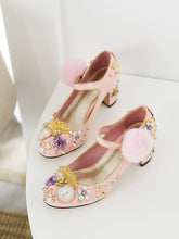 Load image into Gallery viewer, 9.5CM Luxury Pompom Chunky Heels Retro Shoes