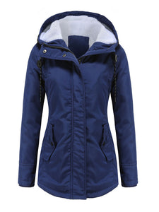 Women's Parker Coat Daily Going Out Fall Winter Casual Waisted Solid Color Oversized Hoodie Coat