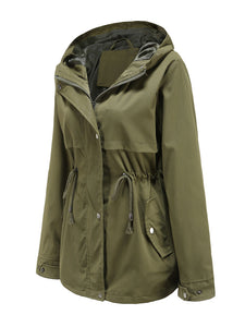 Women's Jacket Daily Going Out Fall Winter Casual Waisted Solid Color Hoodie Sporty Jacket